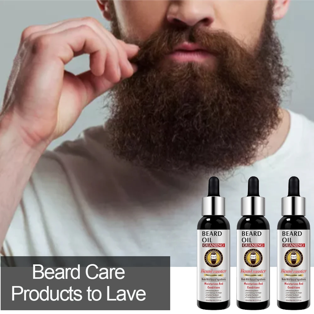 3PCS Growth Beard Oil Hair Growth Products Beard Thicker Oil for Men Fast Grow Beard Care Natural Ingredients Beard Growth Oil