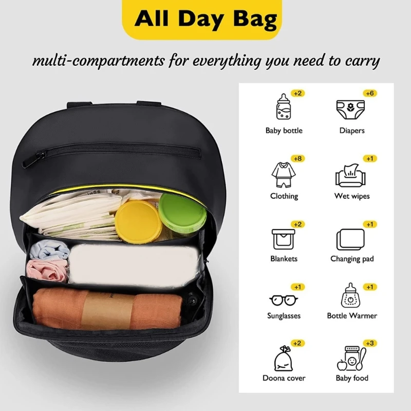 Convenient Baby Strollers Storage Bag Fashionable Mom Backpack Shoulder Bag Water Resistant for Foofoo Strollers