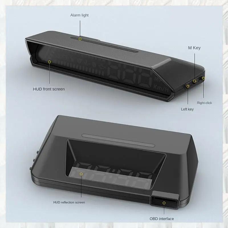 1 Piece S100 Dual Display HUD Head-Up Display Black Plastic Vehicle Instrument Transmission Oil Temperature Monitoring