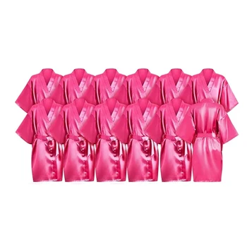 Bridesmaids Robes for Women Silk Satin Kimono Short Robe Bulk Bridal Party Getting Ready Outfits Wedding Sleepwear