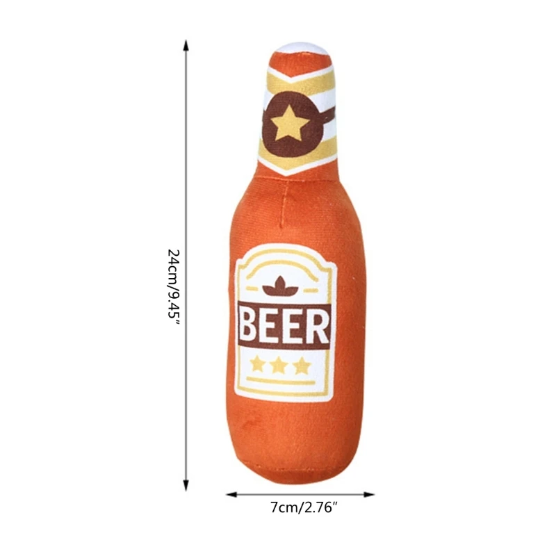 Plush Dog Toys Beer Bottle Shaped Small Large Dogs Bite-Resistant Clean Teeth Chew Toy Pets Squeaky Interactive Playing Supplies 6