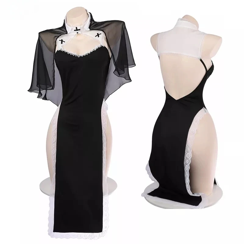 New Nun Series Uniform Halloween Cosplay Women Medieval Convent Sister Dress Outfit Set Costumes