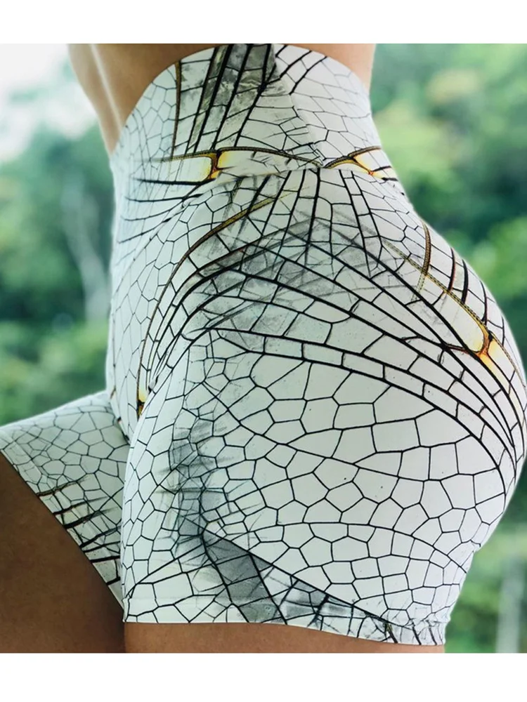 Crack Printing Sexy Shorts for Women Fitness Casual High Waist Summer Gym Running Sports Bottoms Breathable Streetwear