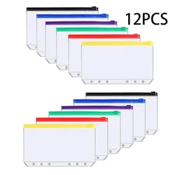 Waterproof Zipper Binder Pockets - PVC Cash Budget Envelopes (12 color Pcs)