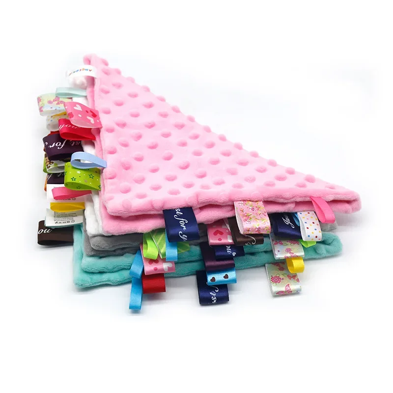 Baby Towel Baby Appease Towel Colorful Security Tags Blanket Soothing Sensory Soft Comforter Newborn Toddlers Handkerchief Baby Towel Baby Comforter Blanket