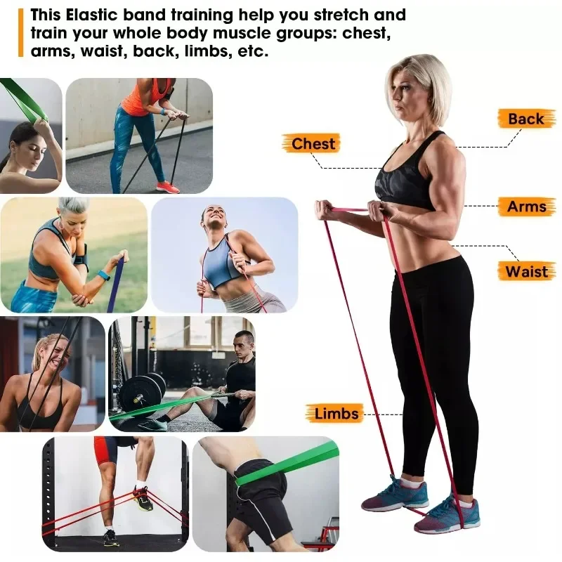 5~130lbs Fitness Resistance Band Bodybuilding Bar Boxing Agility Training Yoga Workout Gym Equipment Home Woman Man Pilates resistance bands,resistance band,resistance strap