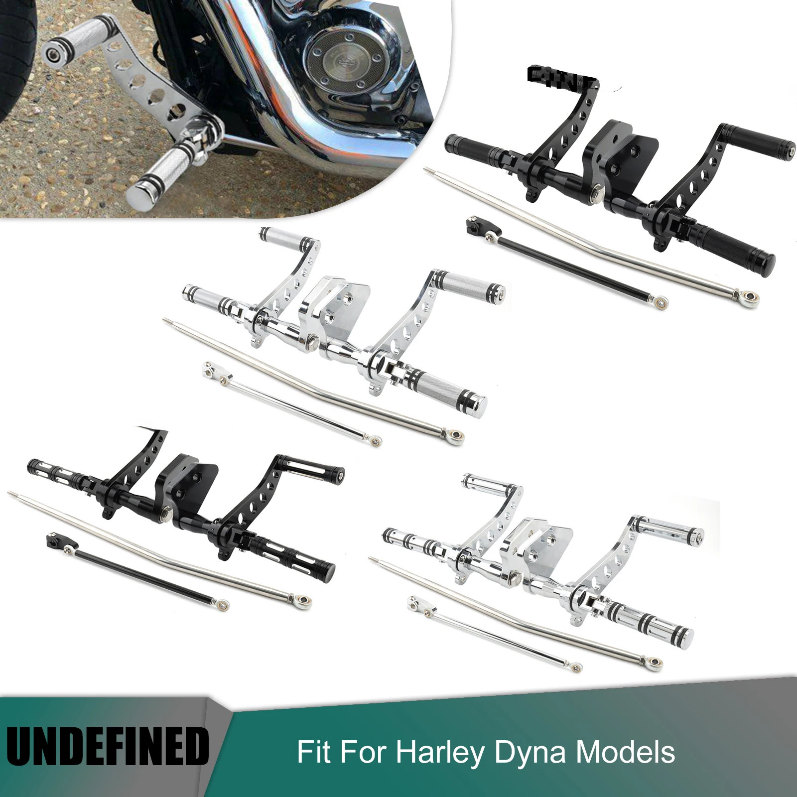 

Motorcycle Foot Pegs Forward Control Complete Kits Black Chrome For Harley Dyna Street Bob 2006-2017 Low Rider Super Glide 00-15