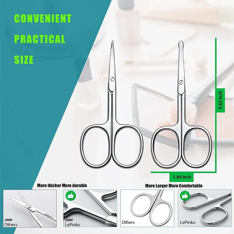 1/2Pcs Professional Makeup Scissors Nails Eyebrow Nose Eyelash Cuticle Trimmer Scissor Manicure Tool Curved Pedicure Scissors 6