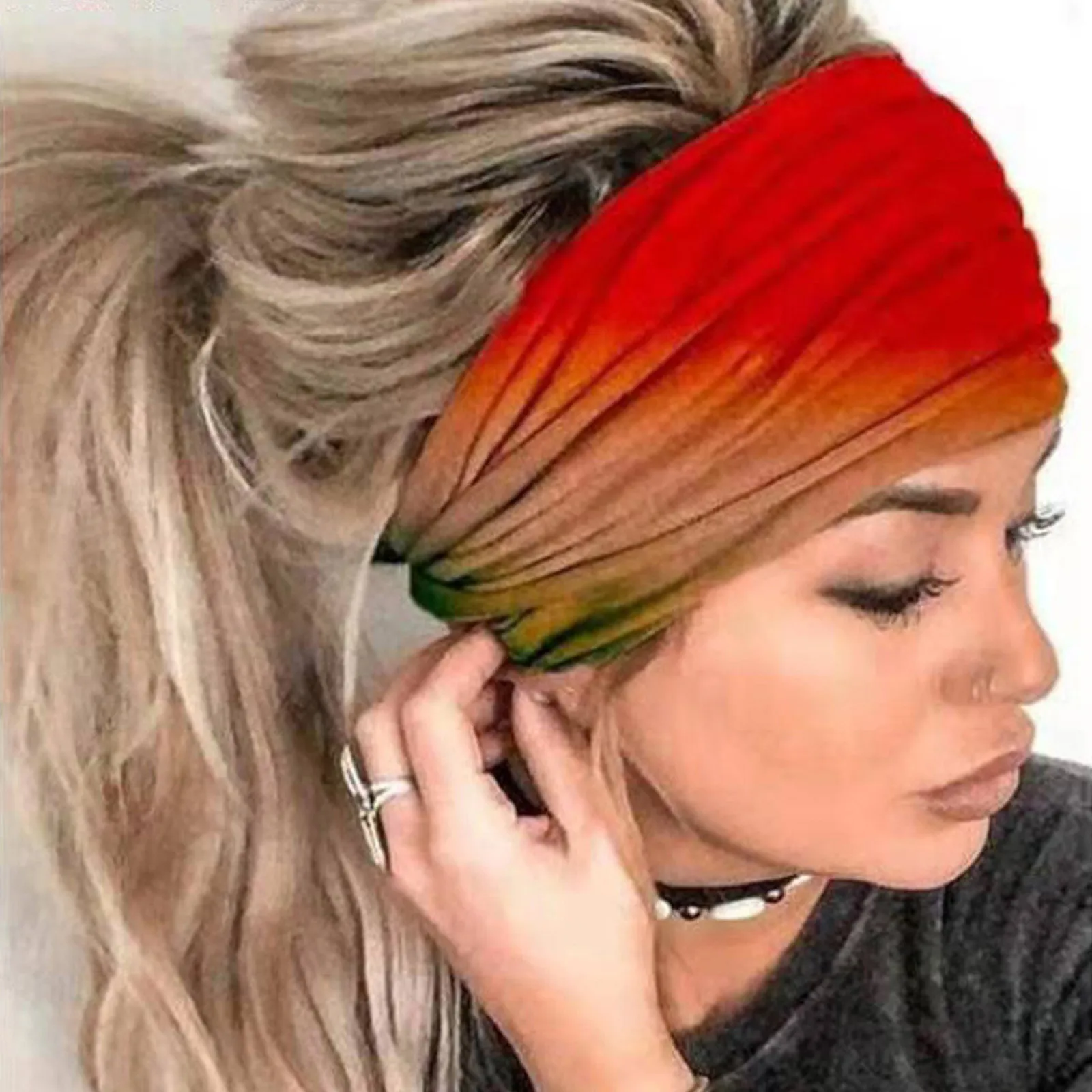 

Wide Headbands For Women Stylish Head Wraps Boho Hairbands Sport Yoga Turban Cotton Non-Slip Bandana Hair Accessories
