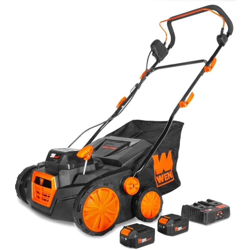 

WEN 20V Max Cordless Brushless Electric Dethatcher and Scarifier, 15-Inch 2-in-1 with Collection Bag