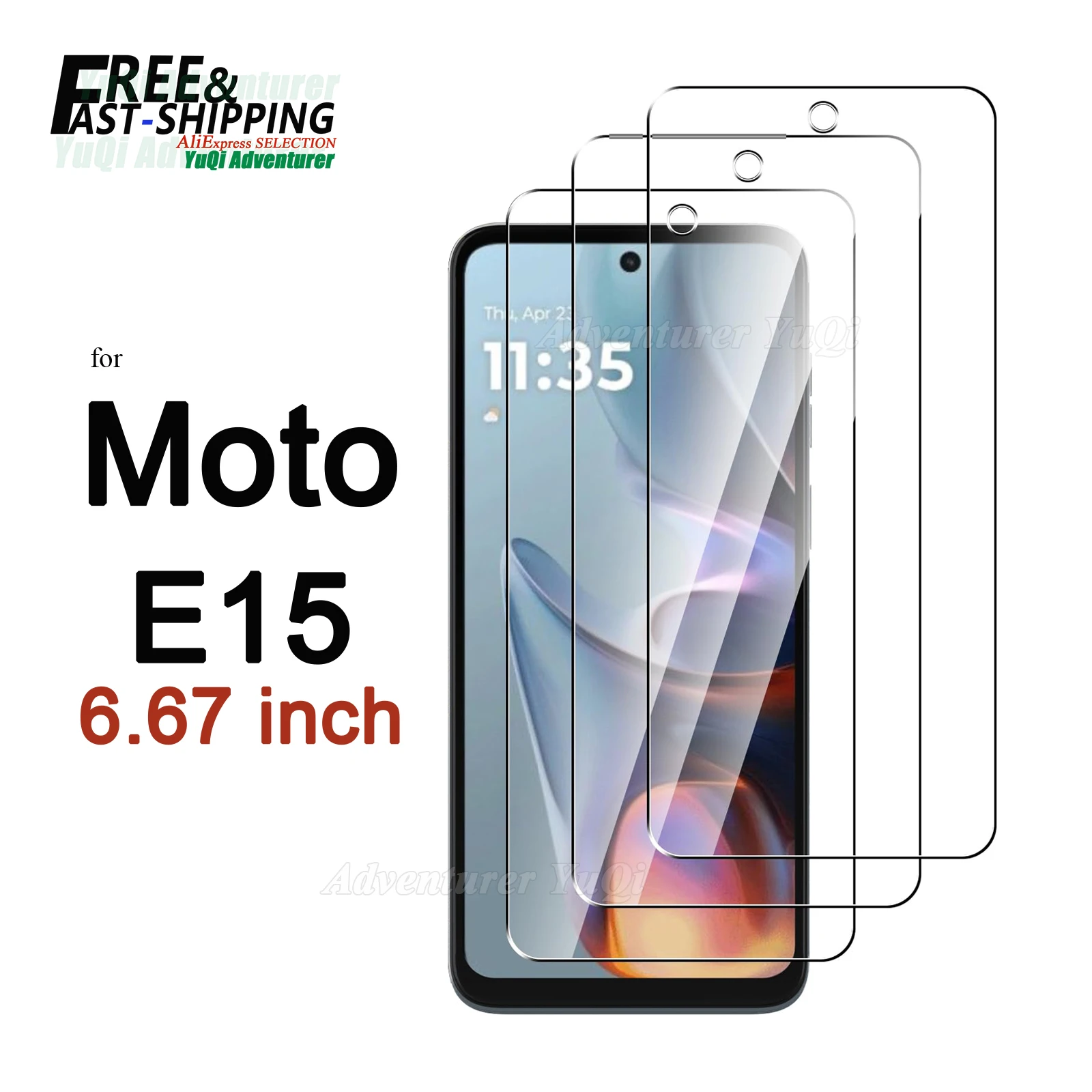 For Motorola Moto E15 6.67 inch Screen Protector Tempered Glass HD Crystal Mica 9H Anti Scratch Case Friendly Clear