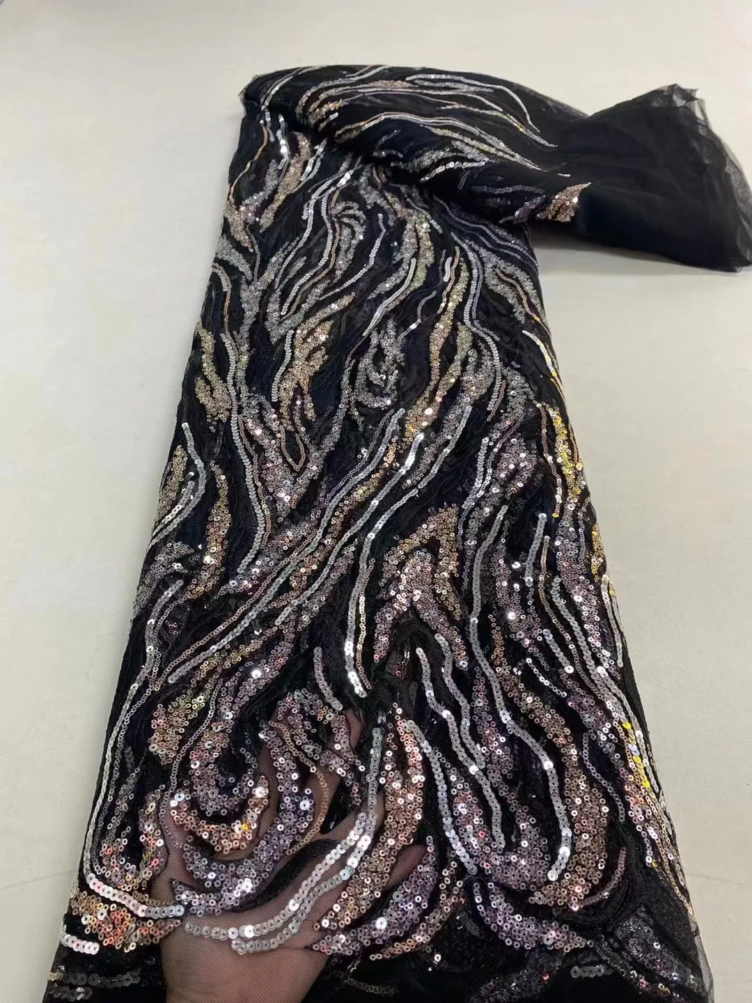 

Французская Тюлевая Кружевная Ткань 5 ярдов 2023 Высококачественная нигерийская Свадебная Роскошная вышивка бусинами и блестками африканская кружевная ткань QF0388