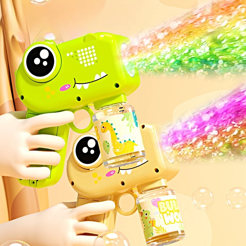 Cute Dinosaur Bubble Gun Electric Automatic Bubble Machine With Light Bubble Blower For Boys Girls Gift Summer Outdoor Toys_voghion.com