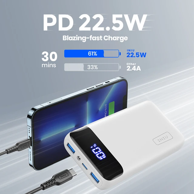 Iniu Power Bank 22.5w Pd Fast Charging Portable Charger With Phone Holder  Usb C 10000mah External Battery Pack For Iphone 13 12 - Power Bank -  AliExpress