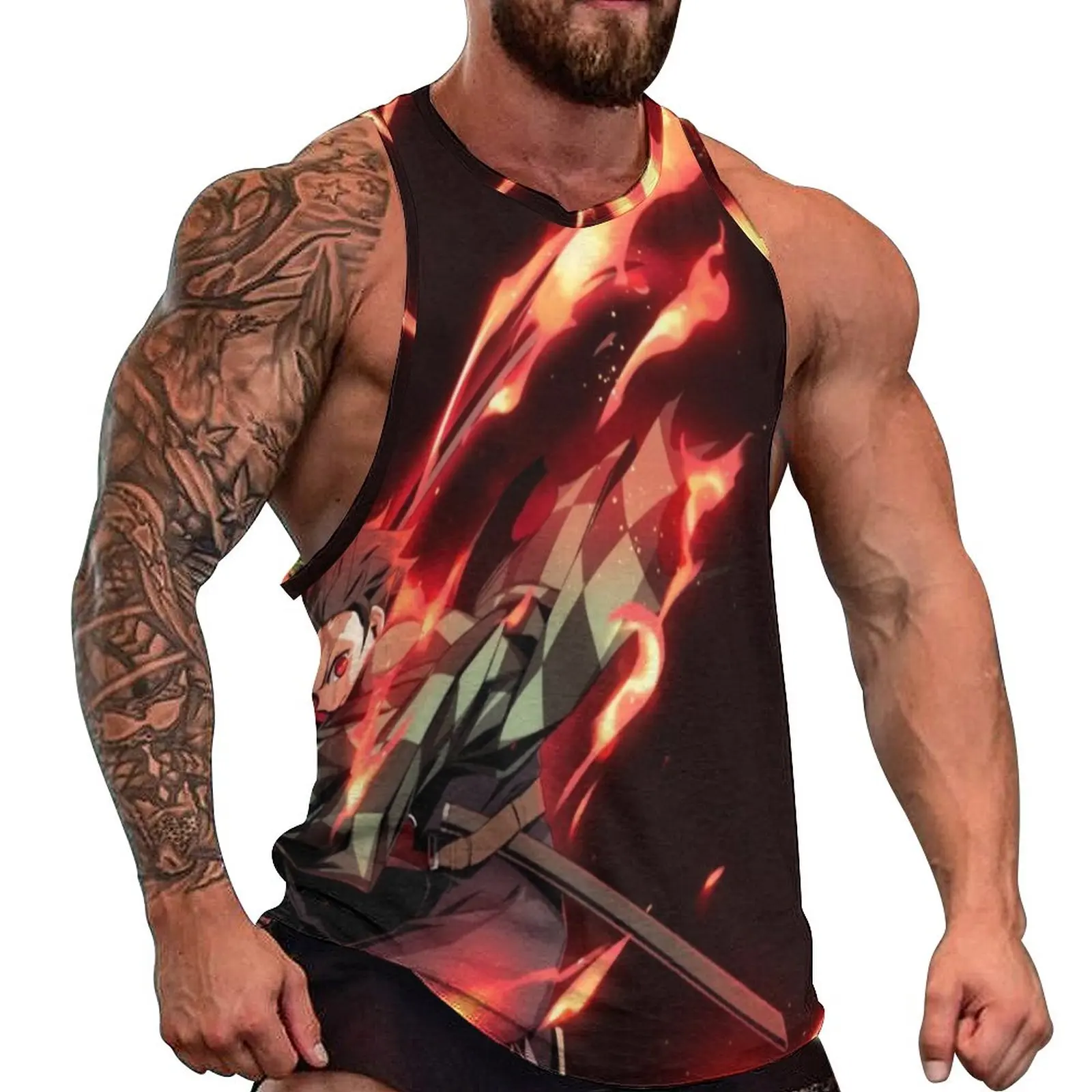 

Майка Kawaii Demon Slayer Мужская Kimetsu No Yaiba тренировочные Топы оверсайз летние винтажные жилеты без рукавов с графическим рисунком