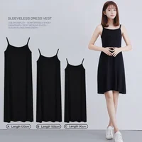 Robe Modal à bretelles Spaghetti pour femmes, jupe gilet longue de 90 à 120cm, Camisoles, jupon intérieur 5