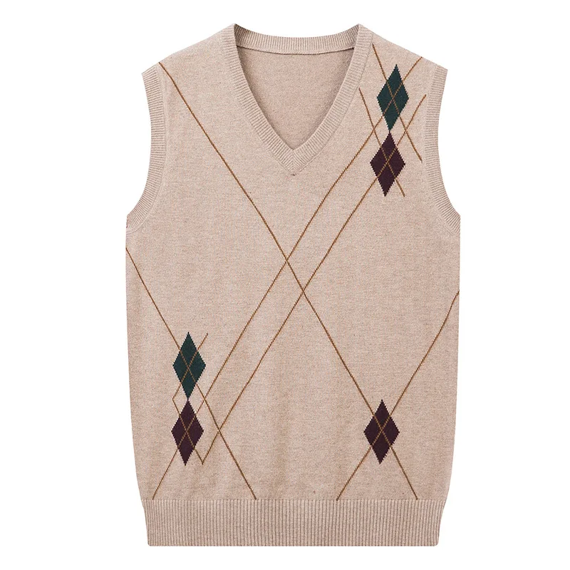 Description Picture 6 of itemKorean Fashion Men's Wool Knitted Casua Vest V-neck Slim Fit Sleeveless Business Waistcoat  Wool Vest Plus Size 3XL