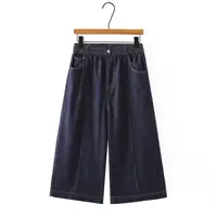 100KG Summer New Casual High Waiste Thin Lyocell Denim Capri Pants Plus Size Women Wide Leg Jeans 448 - Image 3