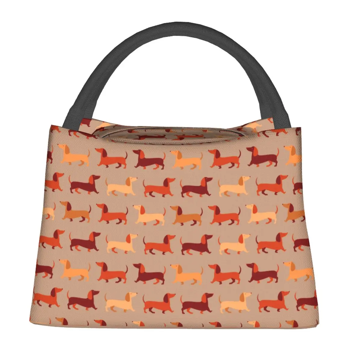 

Cartoon Dachshund Lunch Bag Colorful Dog Retro Lunch Box School Convenient Tote Food Bags Graphic Design Cooler Bag