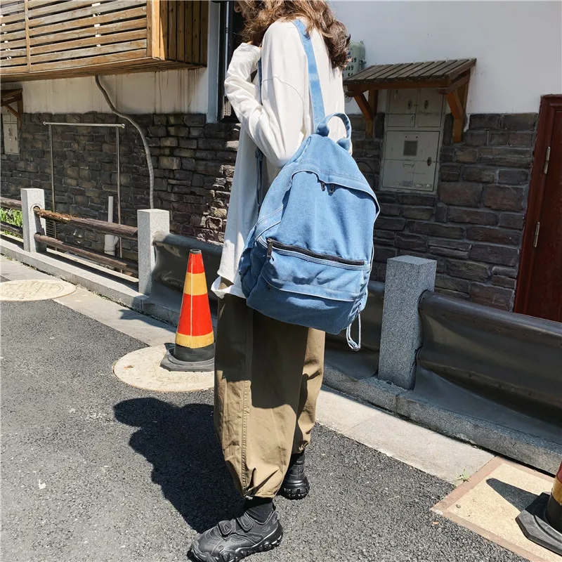 Denim Casual School Backpack Women Bags Travel Jeans Men Large Capacity School for Student Girls Mochila Feminina Bagpack