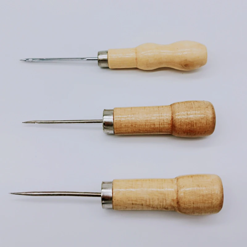 DIY 가죽 텐트용 나무 손잡이 송곳, 바느질 송곳, 신발 수리 도구, 핸드 스티처, 공예 송곳, 펀치 구멍 도구