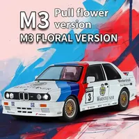 1:24 BMW M3 E30 1987 DTM Alloy Car Model Sound and Light Pull Back Children's Toy Collectibles Birthday gift 2