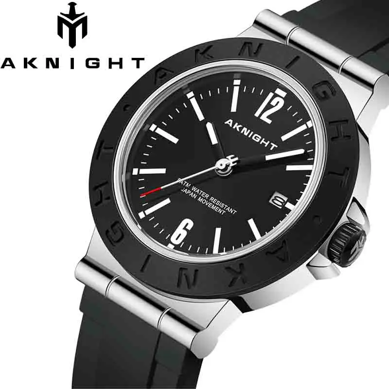 

Часы наручные AKNIGHT мужские с силиконовым ремешком, спортивные водонепроницаемые Модные повседневные с календарем