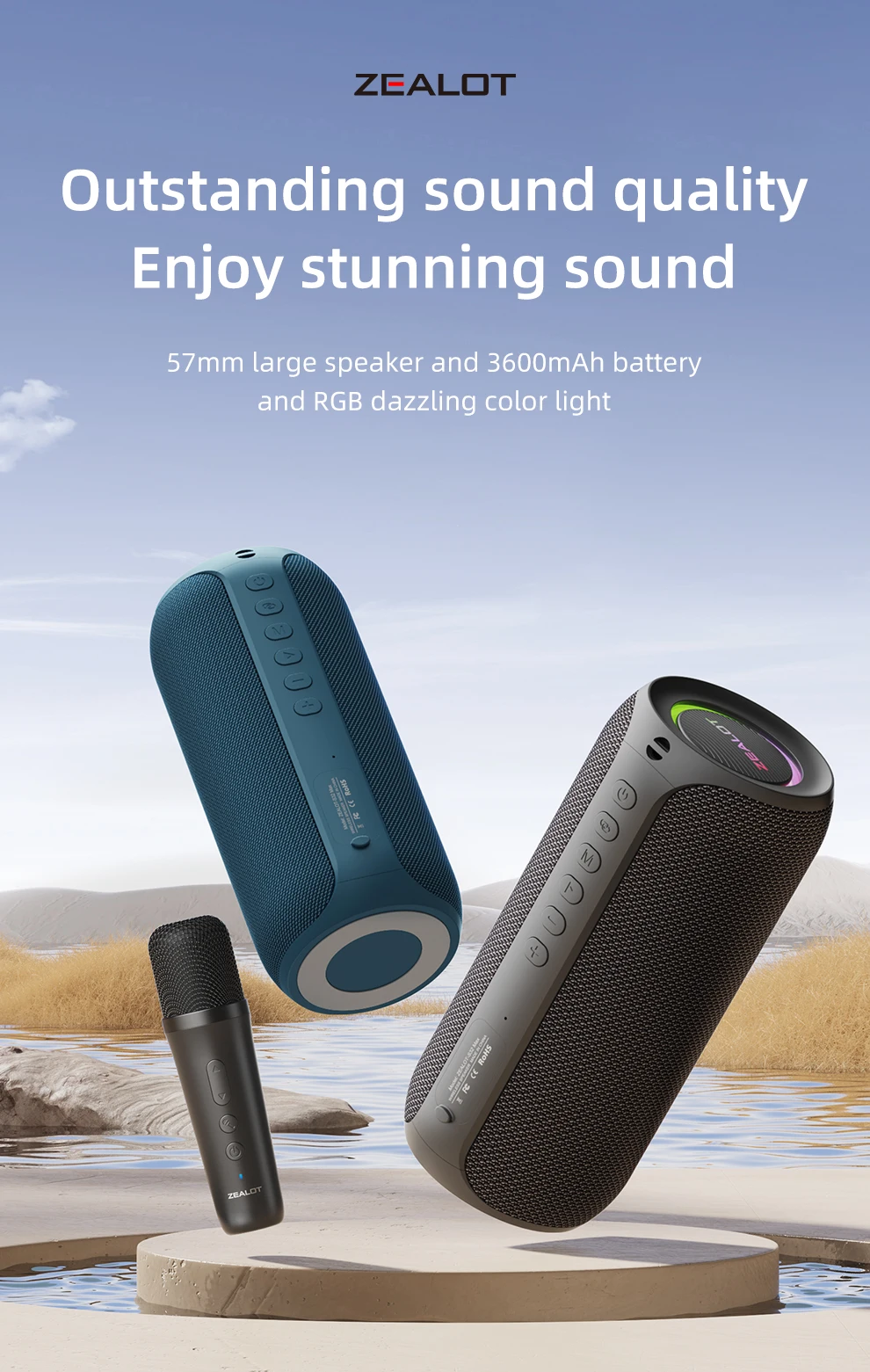 Description Picture 3 of itemZEALOT-S69M Karaoke Machine Portable Bluetooth 5.3 Speaker System with 1 or 2 Wireless Microphones Home Family Singing Gifts
