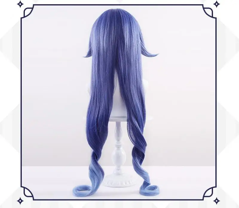 Anime Genshin Impact Layla Cosplay Perücken Kopfbedeckung 100cm Lange Simulierte Kopfhaut Dicke Gemischte Voluminöse Seiden-Langhaarperücken – Detail 3