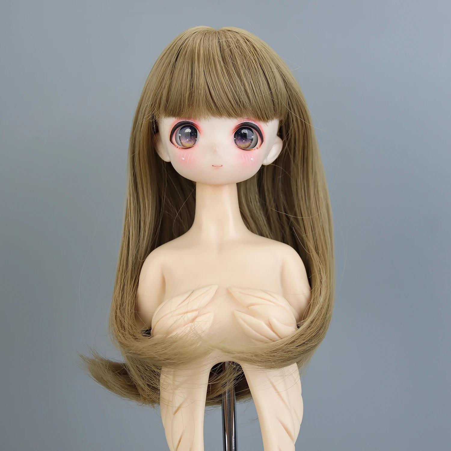 1/3 BJD Doll Wig 9'' Head Long Bangs Hair Dolls Accessories Heat Resistant Wire Wavy Wig For DIY BJD Dollfie Dream Doll