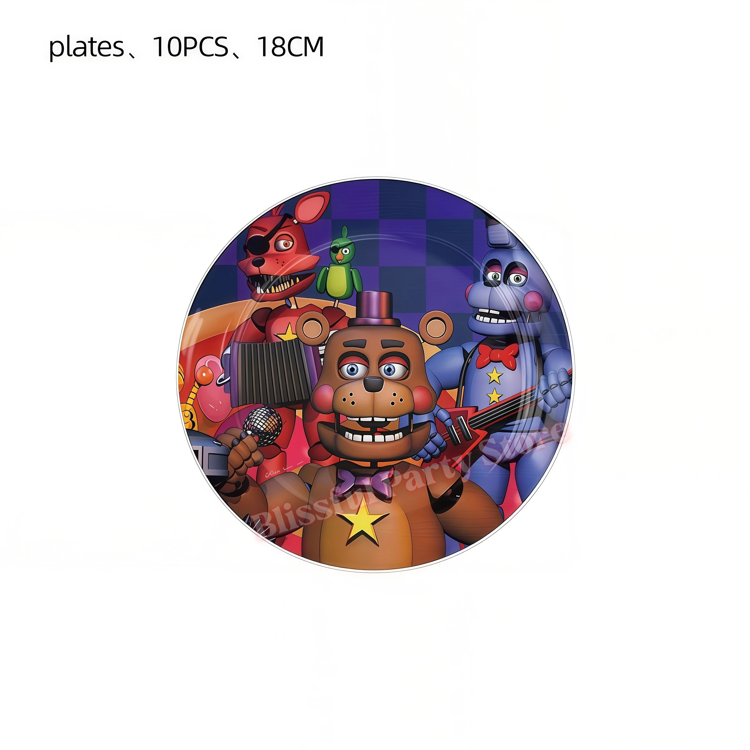 Five Nights at Freddy's Geburtstagsdekorationen: Pappteller, Becher, Kuchenaufsatz, FNAF-Ballons für Jungen, Geschenke, Babyparty-Zubehör – Detail 3
