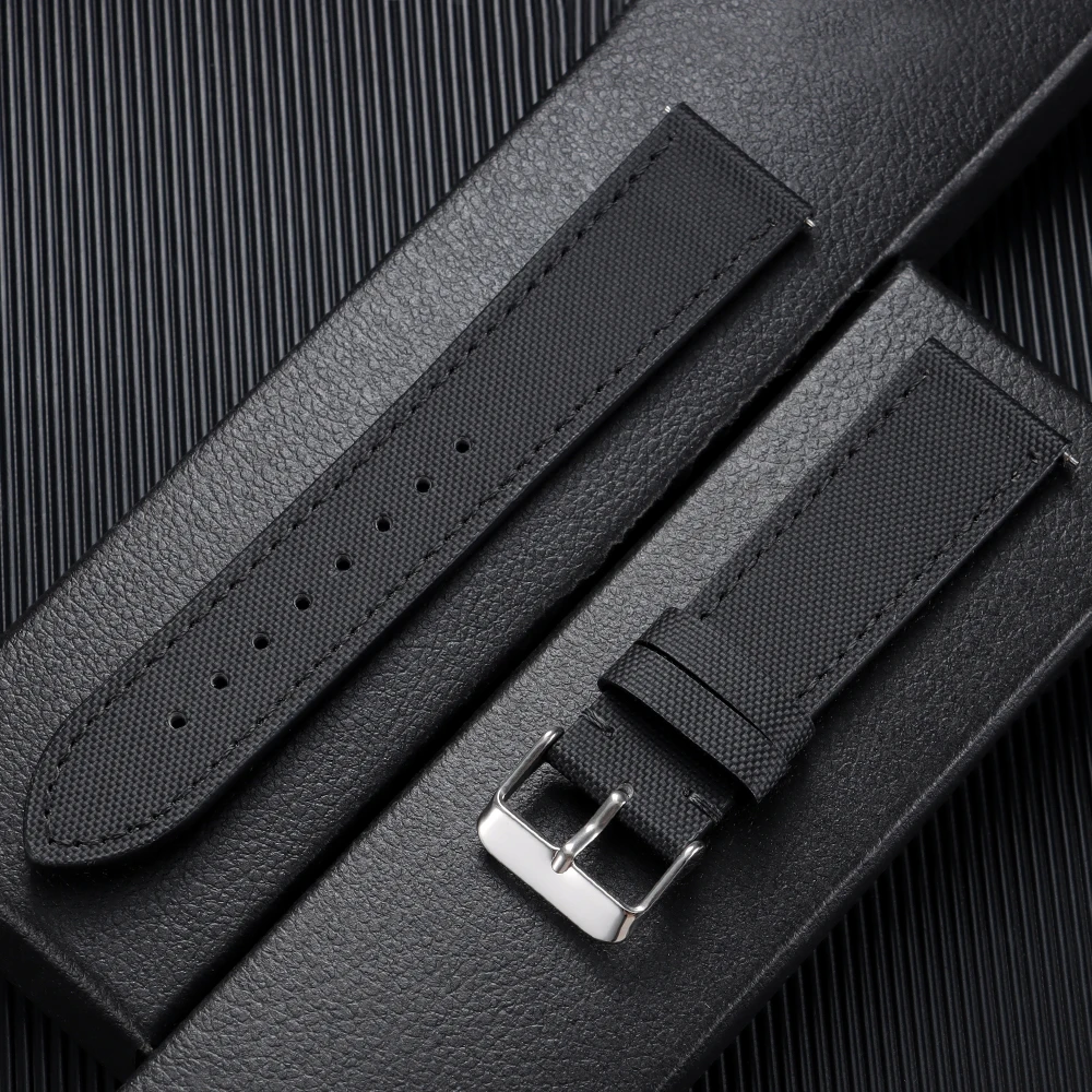 Premium Sailcloth Leather Watch Strap - Waterproof Fabric with Quick Release