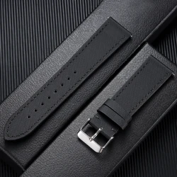 Premium Sailcloth Leather Watch Strap - Waterproof Fabric with Quick Release - 22mm (Black)