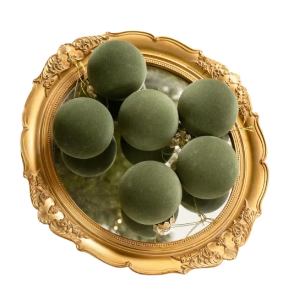 6pcs 8cm Flocked Christmas Ball Pendant Shatterproof Plastic Christmas Hanging Balls Reusable Elegant Xmas Tree Hanging Ornament