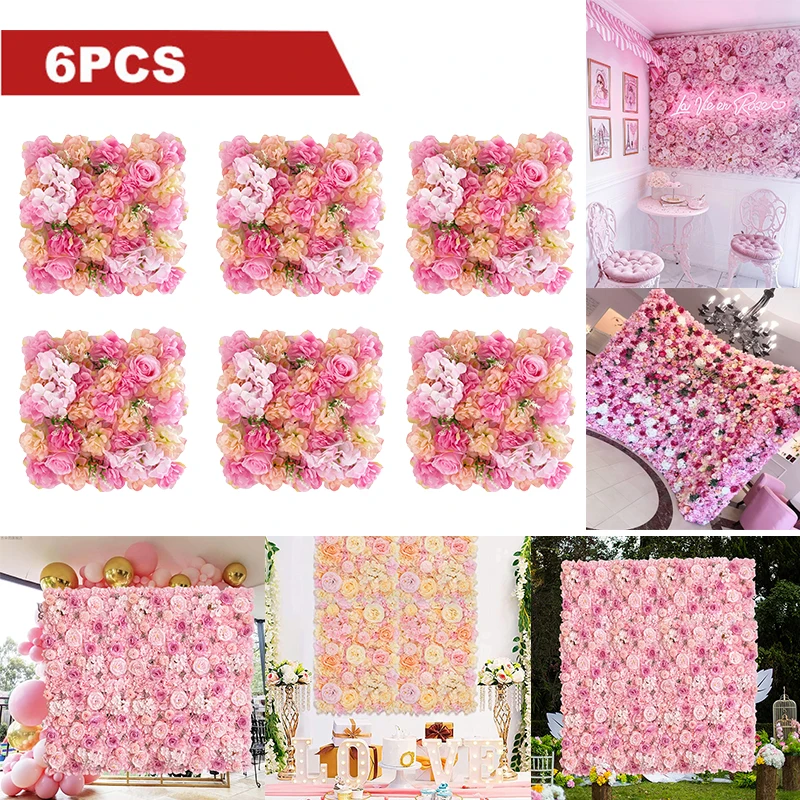 Description Picture 3 of item6PCS Artificial Flowers Wall Panel 3D Flower Backdrop Faux Roses for Wall Party Wedding Bridal Shower Outdoor Decoration