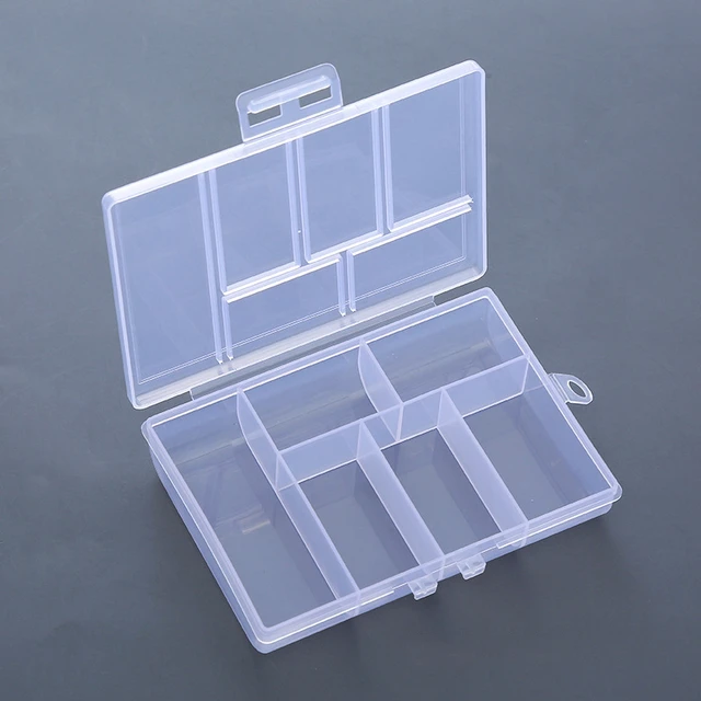 Practical 6 Grids Compartment Plastic Storage Box Jewelry Earring Bead Screw  Holder Case Display Organizer Container