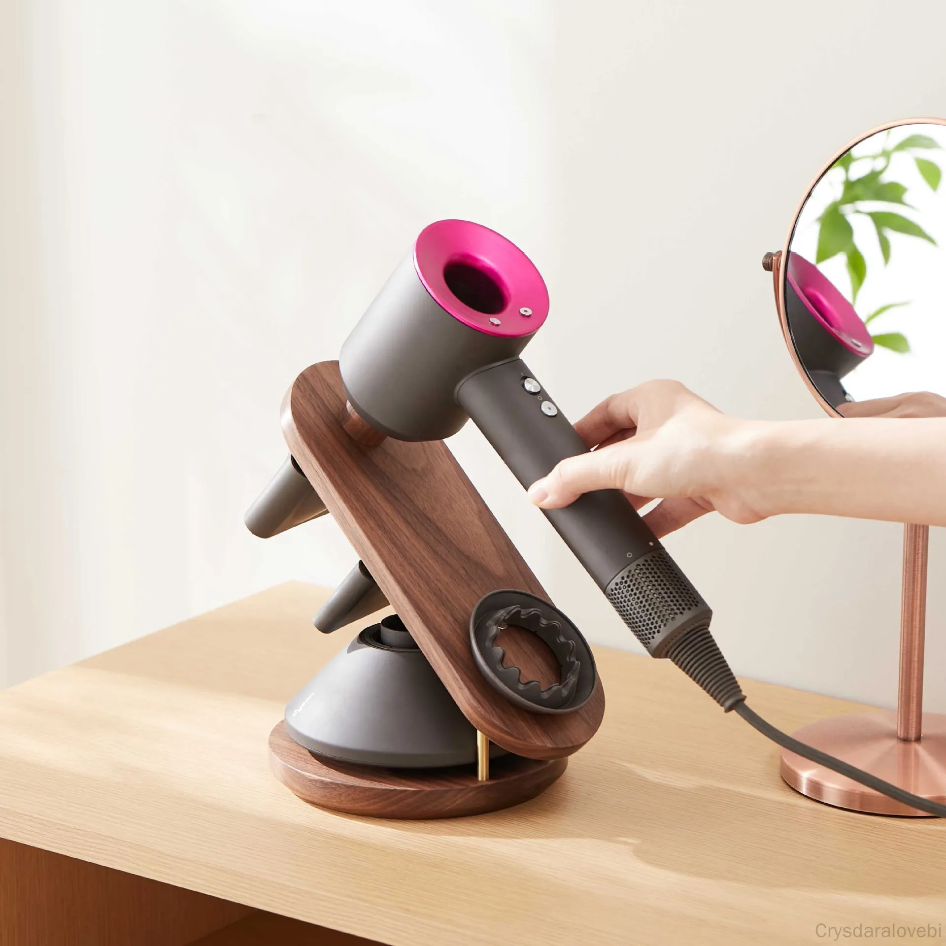 

Стойка-органайзер для пылесосов Dyson, подставка-держатель для орехового дерева с пятью насадками, полка для ванной комнаты, аксессуары для хранения