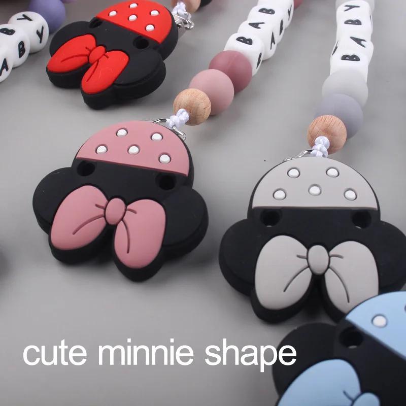 Custom Personalized Name Pacifier Chain English Letters Silicone Clips Mouse Teether Holder Soother Baby Teething Toy Chew Gift 3