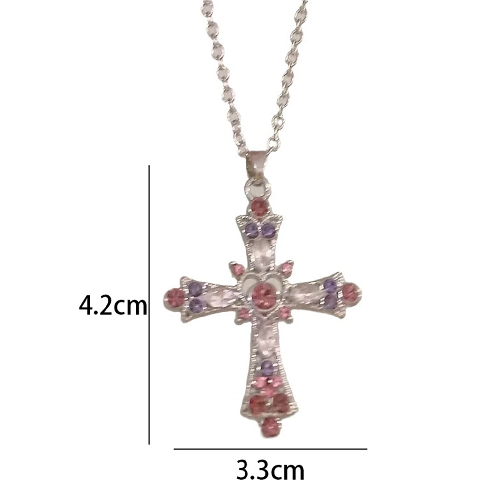 Süße coole Stil Spicy Girl Kreuz weibliche schwere Industrie Diamant eingelegte Gothic Y2K Halskette Design Schlüsselbein Kette weiblich – Detail 9
