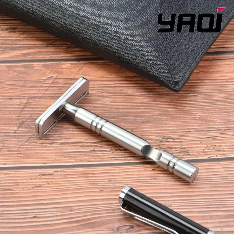 YAQI Matte Chrome Excalibur Single-Edged Men's Safety Razor - Premium Beard Shaver Collectible