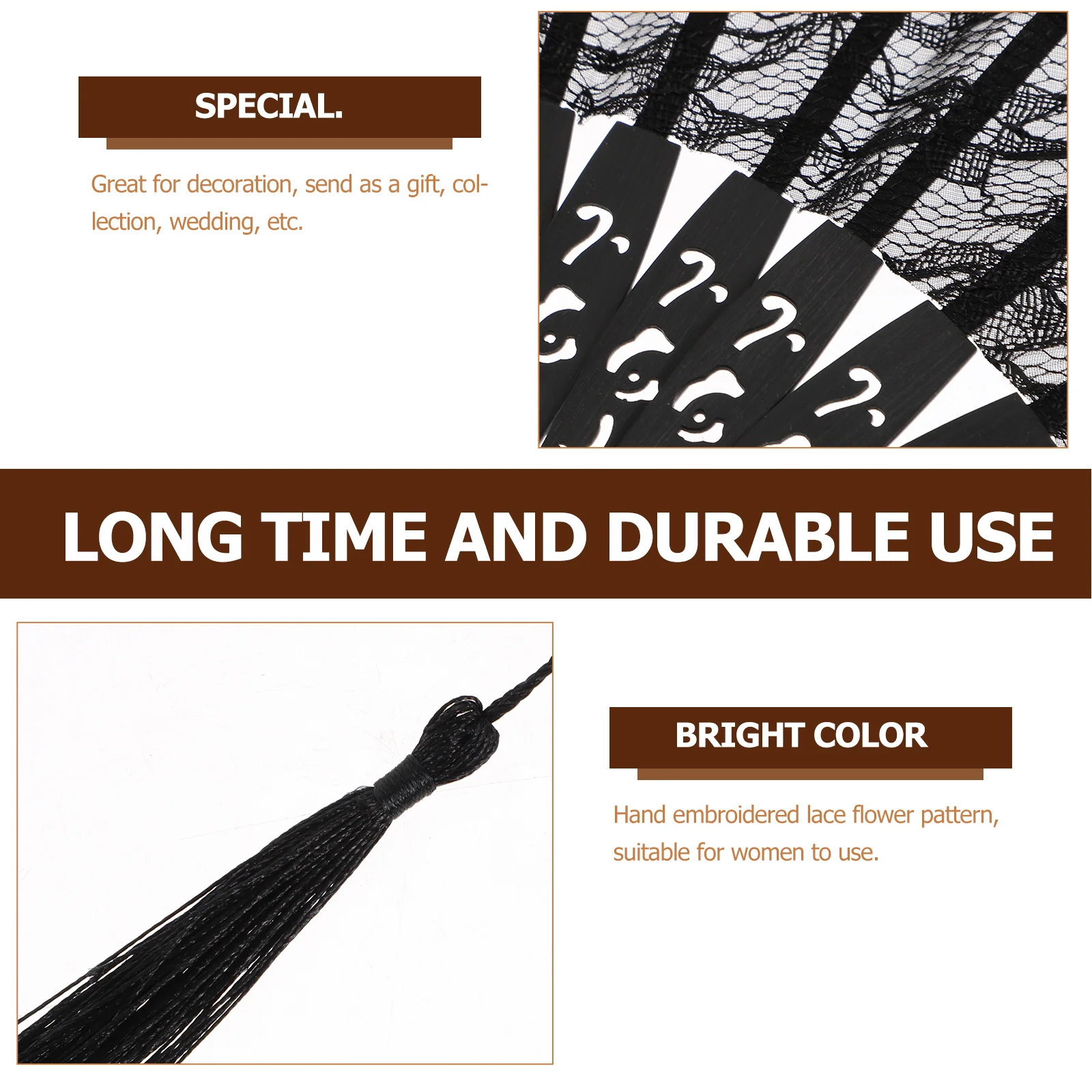 Folding Fan Handheld Folding Hand Fan with Tassel Double Firm& Exquisite Folable Handheld