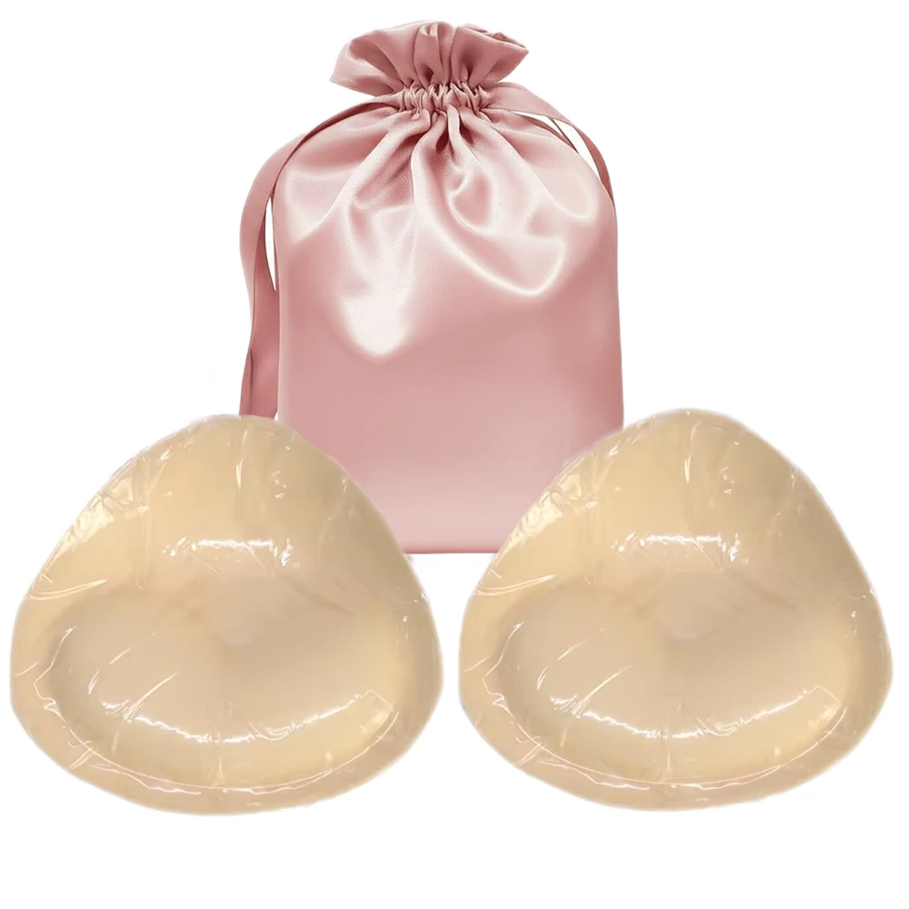 2 paia di cuscinetti per reggiseno, inserti adesivi per reggiseno push-up, in silicone, imbottiture impermeabili per donne e costumi da bagno sportivi, Beige e nero., 11 x 7.5 cm