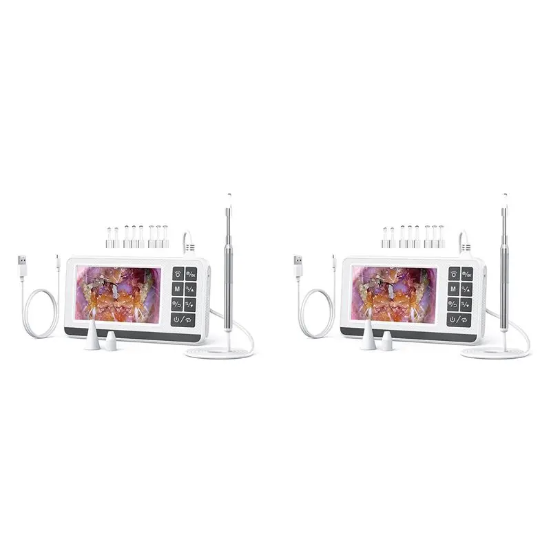ABGI-2X Cucchiaio per orecchie digitale con luce visibile, fotocamera per orecchie otoscopio, detergente per orecchie intelligente
