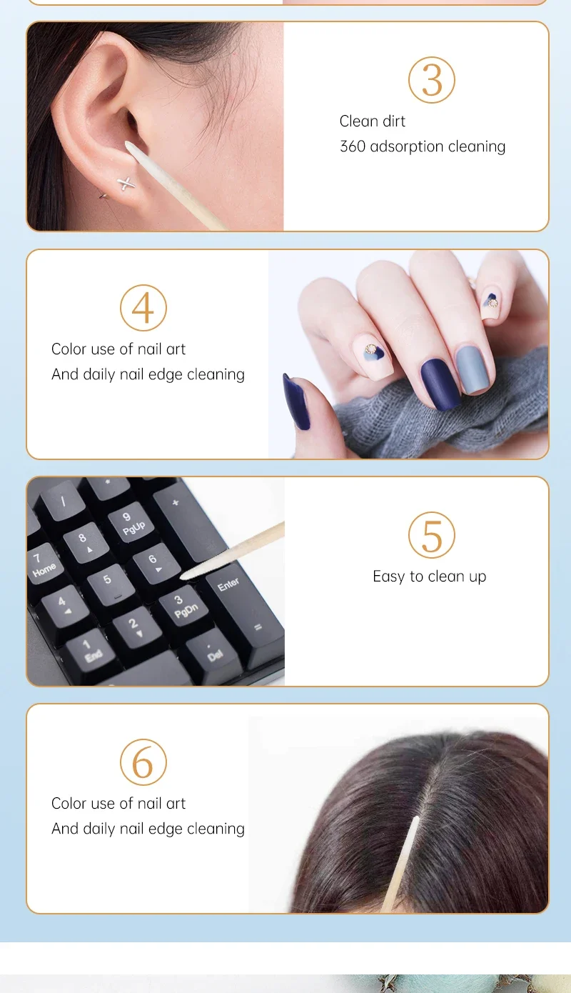 Description Picture 3 of itemWholesale Disposable Ultra-small Swab 100pcs Brushes Tools Wood Double-end Cotton Lint Free Micro  Glue Removing