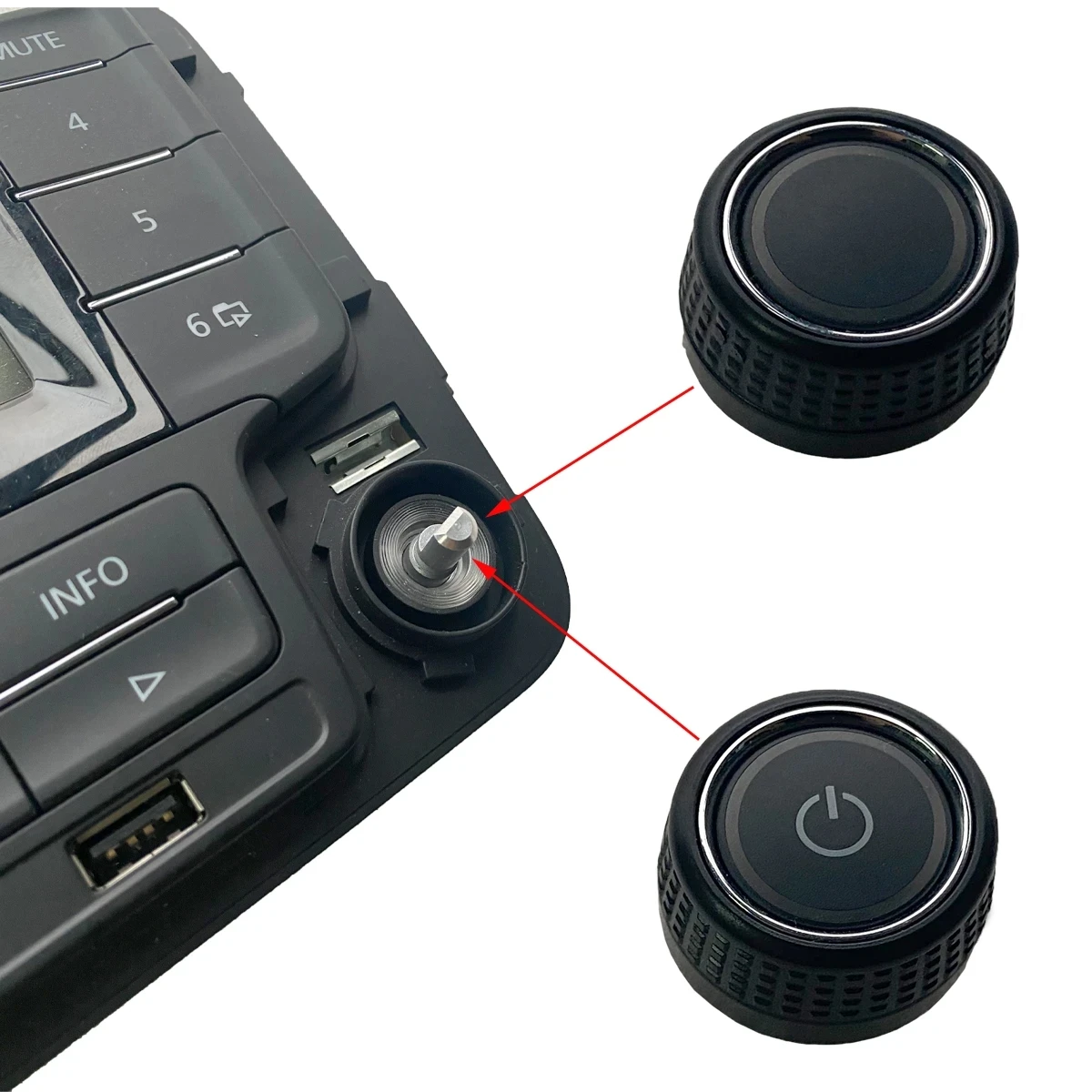 New 1pc Interior Radio CD GPS Display Screen Starter Switch Volume Button  Cap Cover For VW Polo 5 6R MK5 GTI Vento 6C0919603