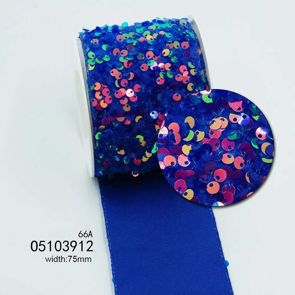 3 Inch 75mm DIY Double Color Peeled Untidy Sequin Fabric Reversible Sequin Ribbon For Craft Supplies Sewing Accessories 5 Yard