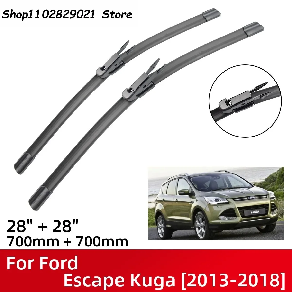 

Front Wiper Blades For Ford Escape Kuga 2013-2018 Windshield Windscreen Window 28"+28" 2013 2014 2015 2016 2017 2018