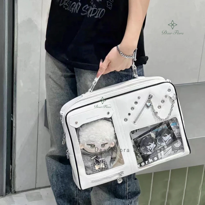 Y2K Women Ita Shoulder Bag Girls Transparent Bag DIY Display Crossbody Fashion Handbag Backpack Students Bookbag Travel Knapsack 6