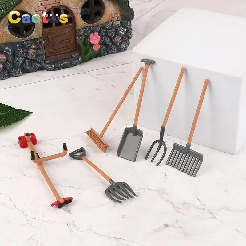 6 Pz/Set Dollhouse Miniature Vintage Simulation Farm Tools Modello Garden Farming Tools Decor Accessori Fai Da Te