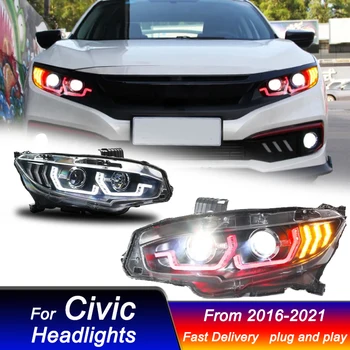 Car Headlights For Honda CIVIC 10th Gen 2016-2021 EMAKR DOT Sytle LED DRL Dynamic Signal Lamp Head Lamp Front light Assembly